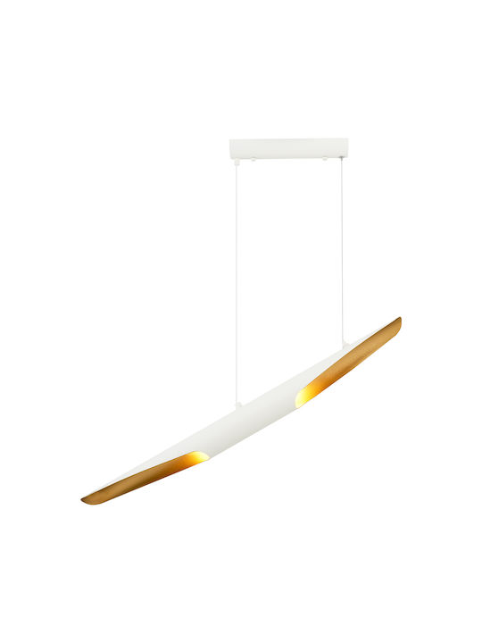 ArteLibre Quera Μοντέρνο Κρεμαστό Φωτιστικό Δίφωτο σε Λευκό Χρώμα
