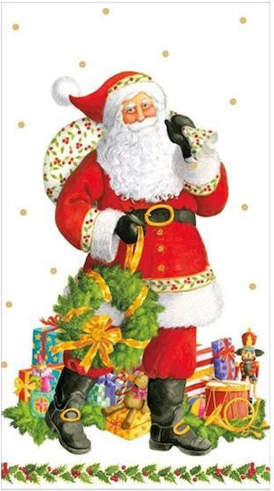 Caspari Jolly St Nick Set of Christmas Napkins Disposable L19.7xW10.8cm. 15pcs