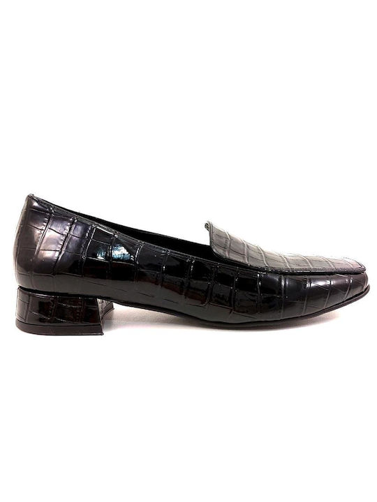 LOAFERS PENTRU FEMEI CROKO LUSTRINI BLACK - Negru