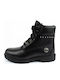 Leather Women's Ankle Boots with Medium Heel Black