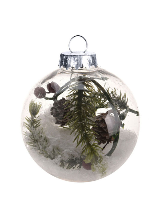 Christmas Ball Transparent, with Fir (8cm)