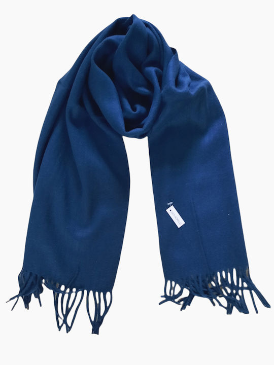 Unisex knitted solid blue scarf