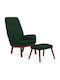 Sessel mit Fußhocker Dark Green 70x77x94cm