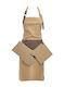 Click Apron with Oven Mitt and Potholder Beige/Brown 84x60cm 3pcs