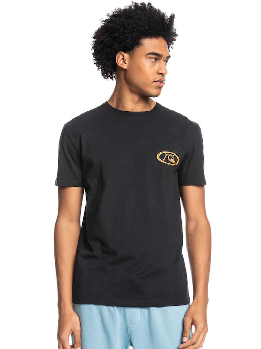 Quiksilver Oval Script T-shirt Bărbătesc cu Mânecă Scurtă Negru