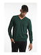 Bellissimo Men's Long Sleeve Sweater with V-Neck Green