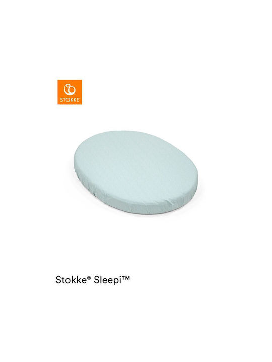 Stokke Sleepi Mini V3 Baby Bettlaken Für Wiege Baumwolle Angepasst Dots Sage 80x80cm 599502