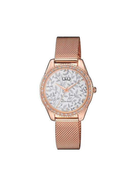 Q&Q Watch with Pink Gold Metal Bracelet