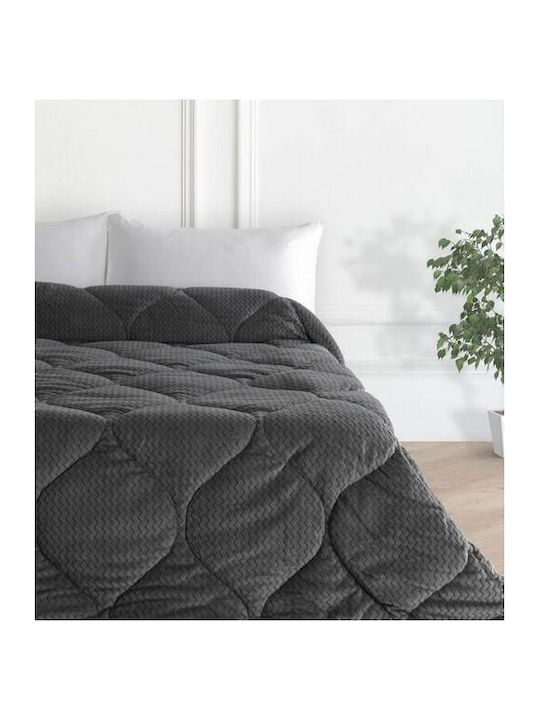 Linea Home Duvet Cover with Hollowfiber Filling Double 215x230cm Zic Zac Grey