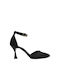 Sarigiannis women's satin black pumps with strap