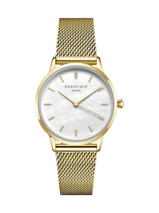 Rosefield The Pearl Дамски Часовник 36мм Кварцов със Златен Метален Верижка