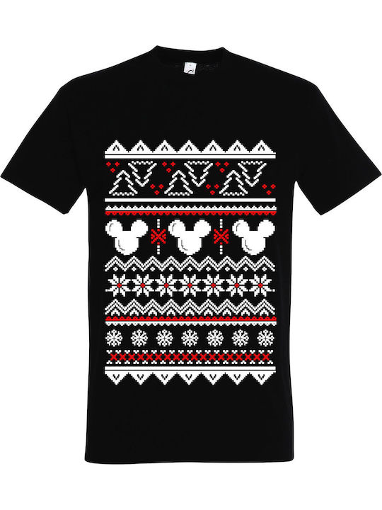 T-Shirt Unisex "Hässliches Weihnachts-T-Shirt Mickey" Schwarz