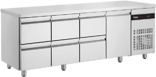 Inomak Commercial Refrigerator 571lt with 6 Drawers, 1 Door 0/+10°C L224xD70xH88cm