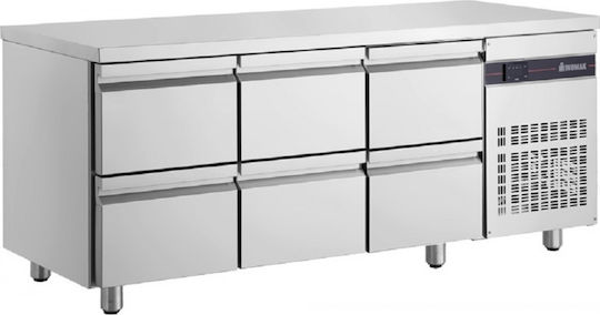 Inomak Английски превод: Stainless Steel Refrigerator Counter 270лт with 3 Doors, 6 Drawers and Cooling Machine 0/+10°C L179xW70xH88см
