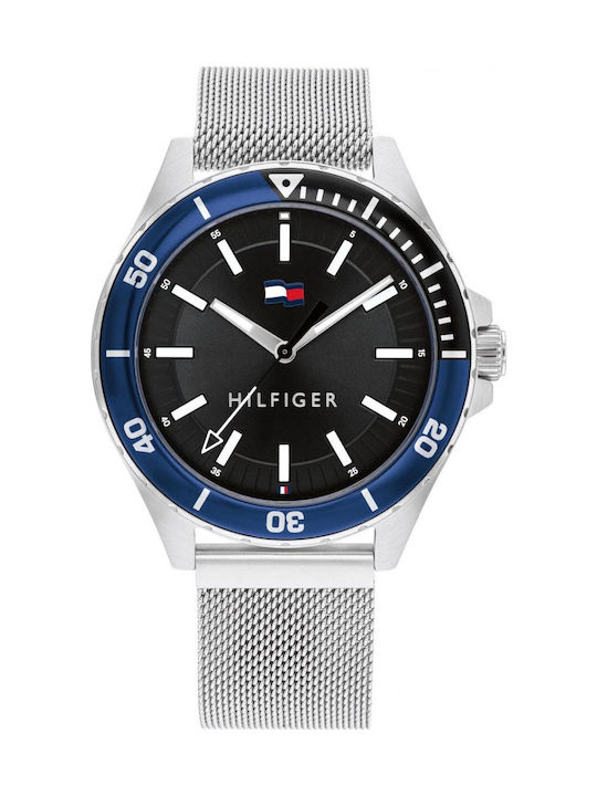 Tommy Hilfiger Ανδρικό Ρολόι 44mm Χρονογράφος Μπαταρίας με Ασημί Ατσάλινο Μπρασελέ