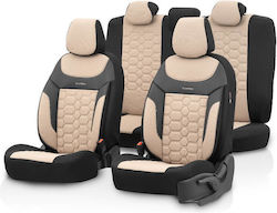 Set Covers 11 Pieces Leatherette Carbon Design Beige CR0027649 Set Covers 11 Pieces Leatherette Carbon Design Beige CR0027649