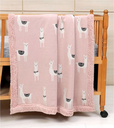 Liolios Home Blanket Cot Lama Pink 100x120cm