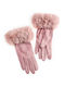 Verde Ροζ Γυναικεία Γάντια με Γούνα