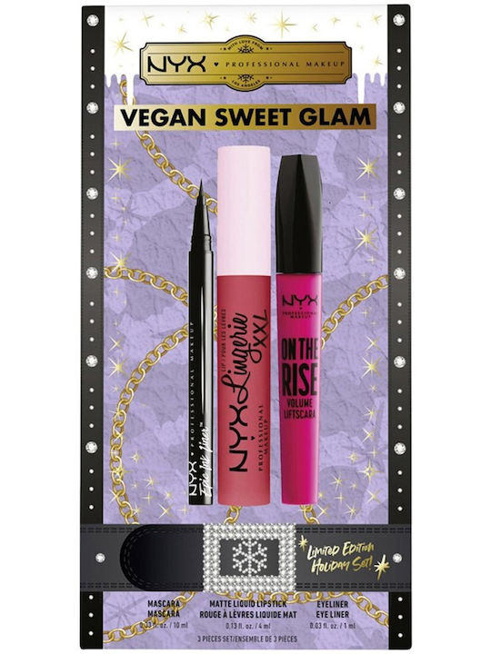 NYX Professional Makeup Vegan Sweet Glam Set de machiaj pentru Ochi și Buze 3buc NYX Professional Makeup Vegan Sweet Glam Set de machiaj pentru Ochi și Buze 3buc