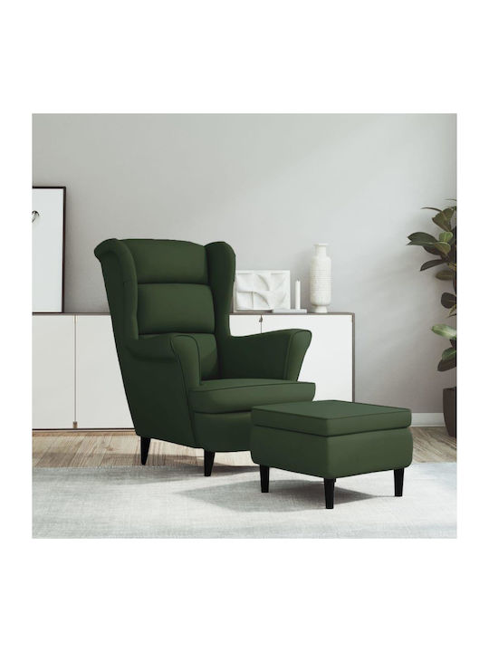 Bergère cu Puf Catifelat Verde 81x90x96.5cm