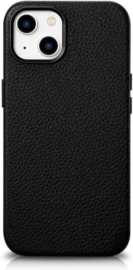iCarer Litchi Premium Leather Back Cover Δερμάτινο Μαύρο (iPhone 14 Plus)
