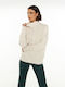 Toi&Moi Damen Langarm Pullover Rollkragen Off White