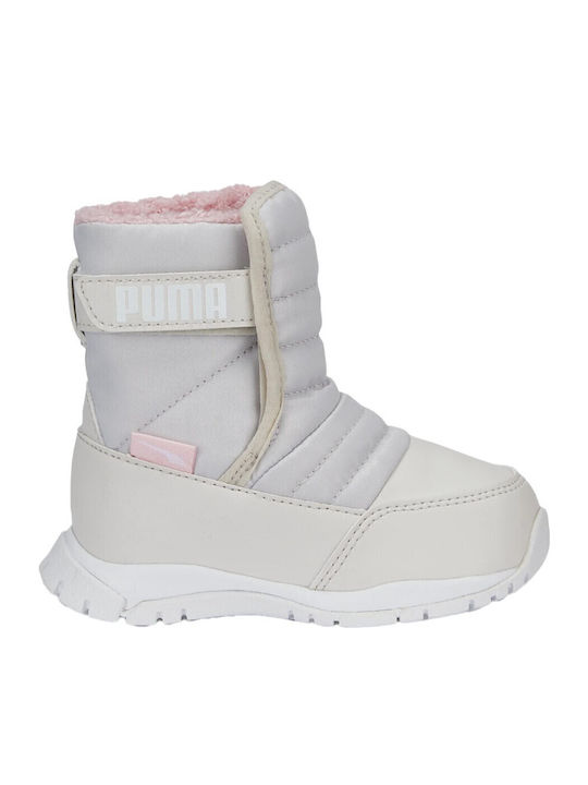 PUMA Nieve Kids Snow Boots with Velcro Beige