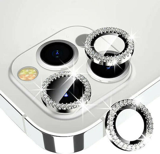 3D Metal Glitter Προστασία Κάμερας Μεταλλικό Πλαίσιο Ασημί για το iPhone 12 Pro / 12 Pro Max