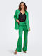 Slit Women's Fabric Trousers Flared Slim Fit Green