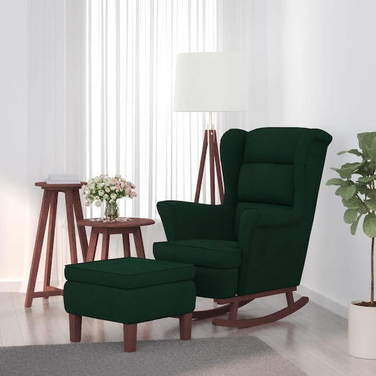 Rocking Armchair with Footstool Green 78x93x97cm
