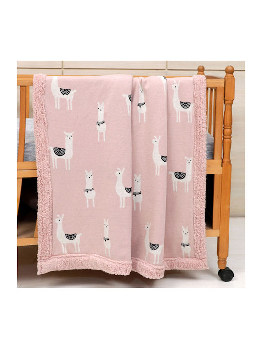 Liolios Home Blanket Cot Lama Pink 100x120cm