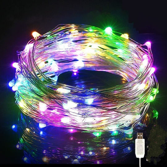 100 Lichterketten LED 10m. Mehrfarbige USB in Zeichenfolge 1Stück