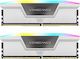 Corsair Vengeance RGB White 32GB DDR5 RAM with 2 Modules (2x16GB) and 5600 Speed for Desktop