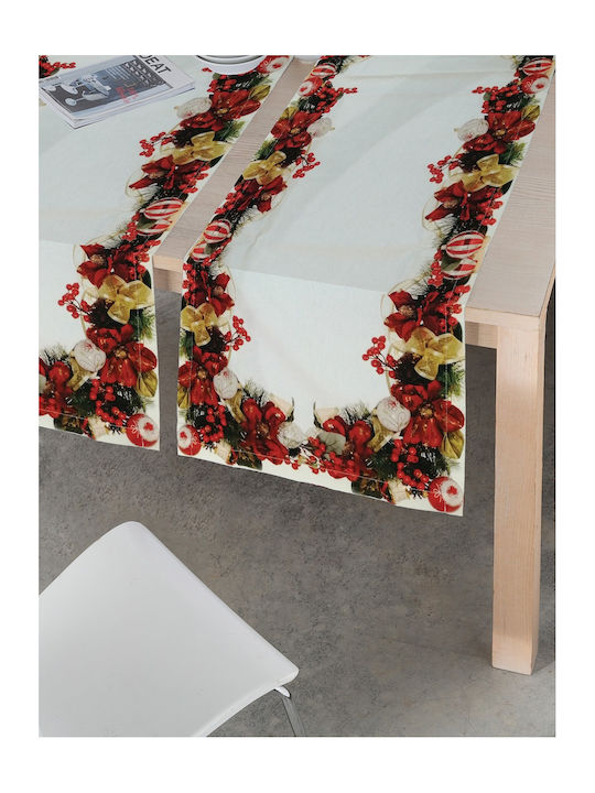 Makis Tselios Home Christmas Table Runner with Flowers & Branches