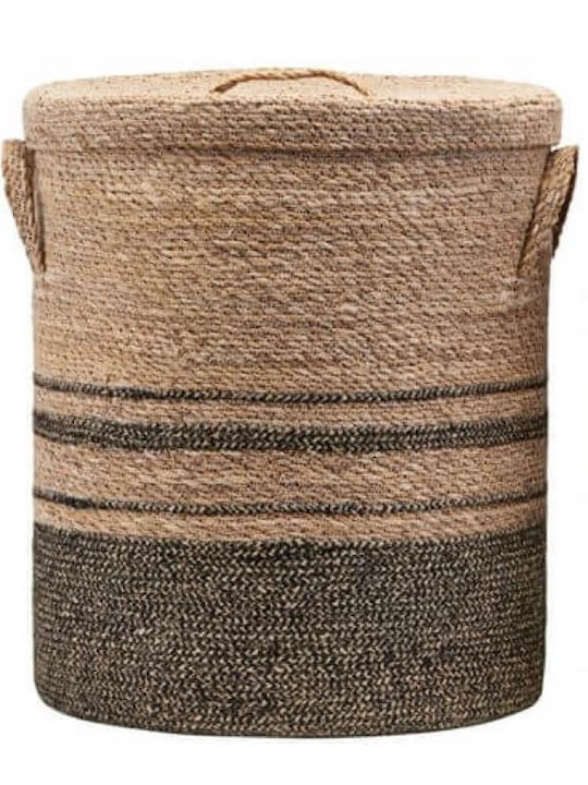 Basket with lid House Doctor Laundry Nature Seagrass h: 40 cm, dia: 35 cm