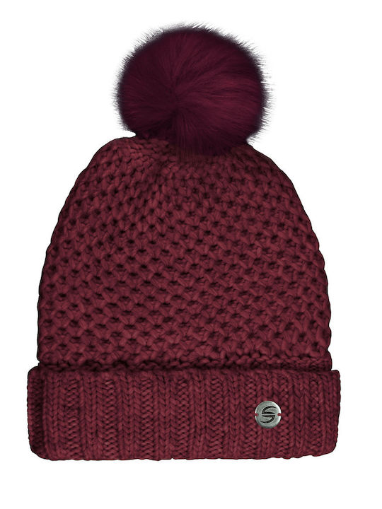 Kids Beanie Knitted Burgundy