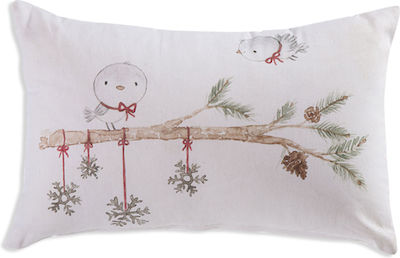 Nef-Nef Homeware Коледна Декоративна Възглавница Christmas Tweet Продълговат Бял 30x45бр