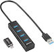 Sharkoon USB Hub 4 Ports USB 3.2 with Connecting to a Computer USB-A / USB-C