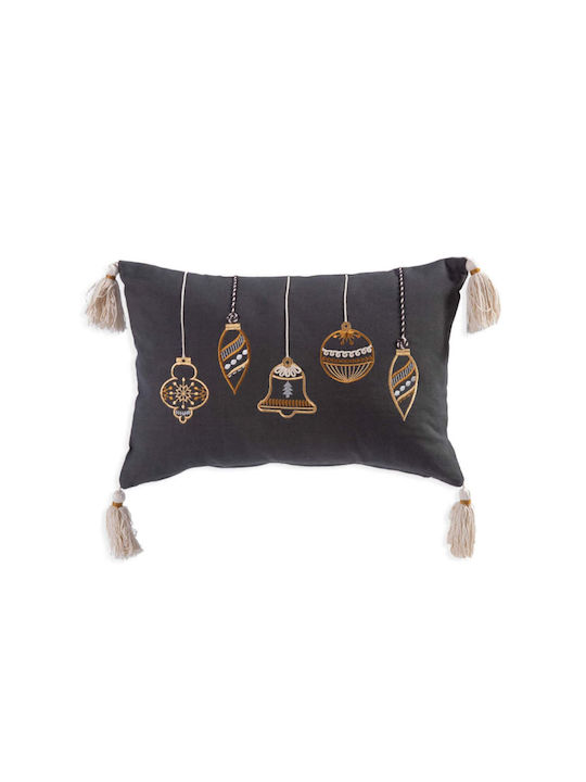 Nef-Nef Homeware Christmas Decorative Pillow Belle Rectangular Black 30x45cm