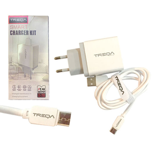 Treqa Ladegerät mit USB-A Anschluss und Kabel USB-C Weißs (30601309)