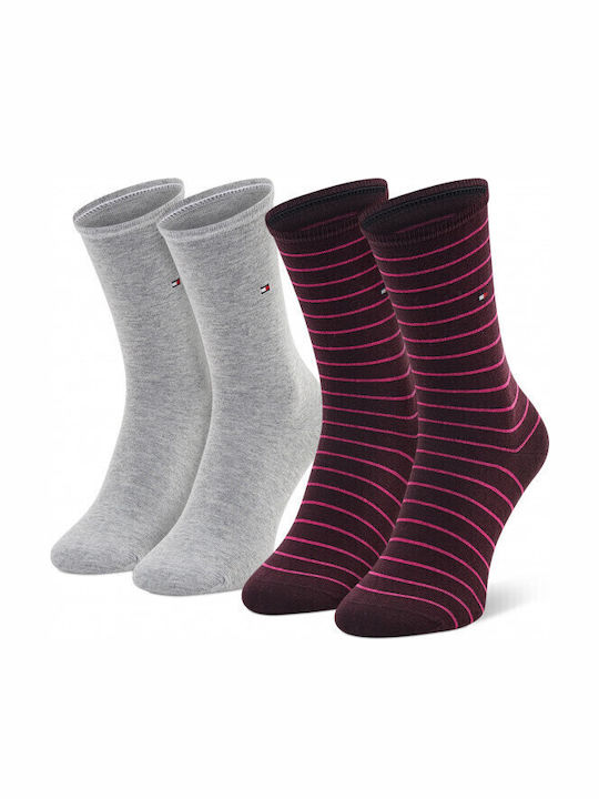 Tommy Hilfiger Κάλτσες Grey/Bordeuax 2Pack