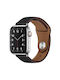 Techsuit Watchband Armband Synthetisches Leder mit Pin Schwarz (Apple Watch 2 / 3 / 4 / 5 / 6 / 7 / 8 / SE / ULTRA - 42 / 44 / 45 / 49 mm)