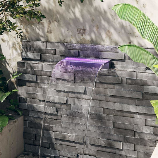 vidaXL Pool Waterfall with LED Lighting 8x45x21cm Silver