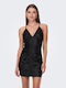 Only Mini Evening Dress Satin Open Back Black