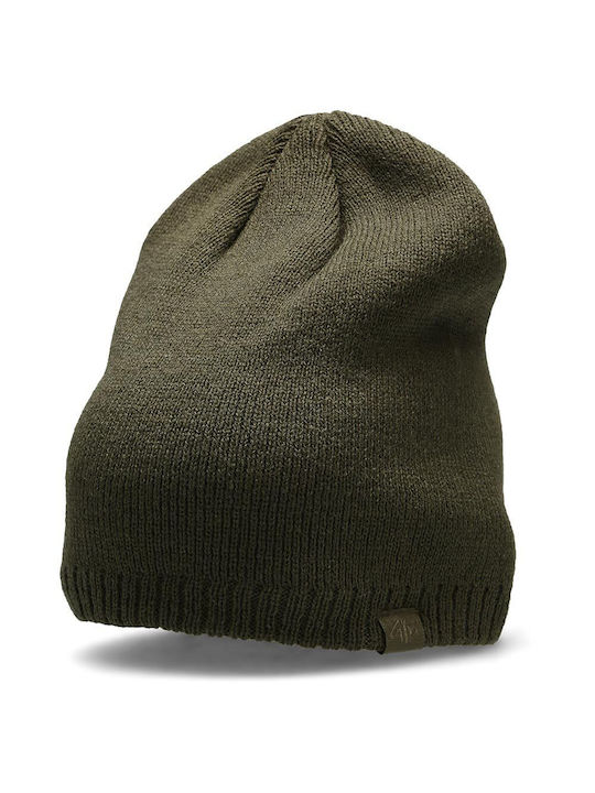 4F Beanie Unisex Σκούφος με Rib Πλέξη σε Χακί χ...