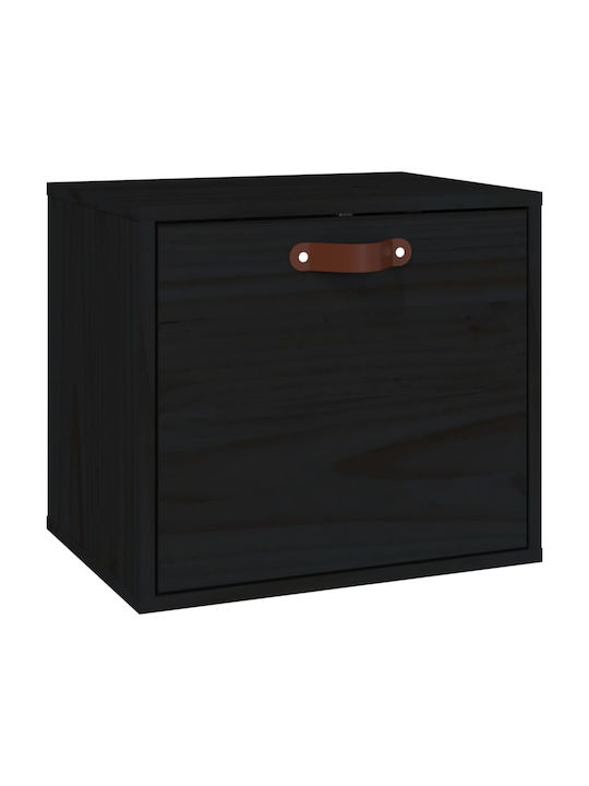 Wall Solid Wood Cabinet Black 40x30x35cm