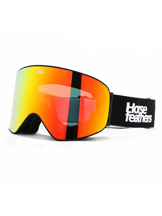 Horsefeathers Edmond Ski- und Snowboardbrille für Erwachsene, Schwarz mit rotem Spiegellinsenglas
