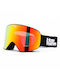 Horsefeathers Edmond Ski- und Snowboardbrille für Erwachsene, Schwarz mit rotem Spiegellinsenglas