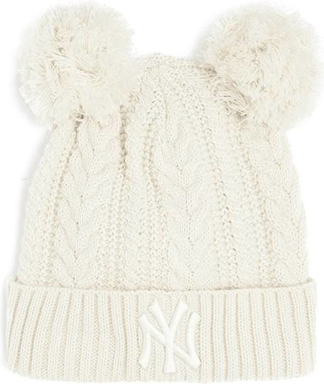 Knit Neyyan Pom Pom Beanie Beanie with Knit in Beige color