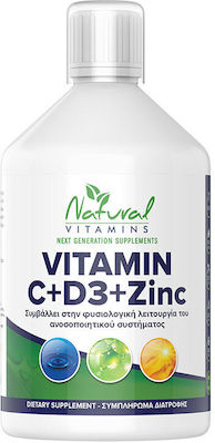 Natural Vitamins Vitamin C + D3 + Zinc Πορτοκάλι 500ml
